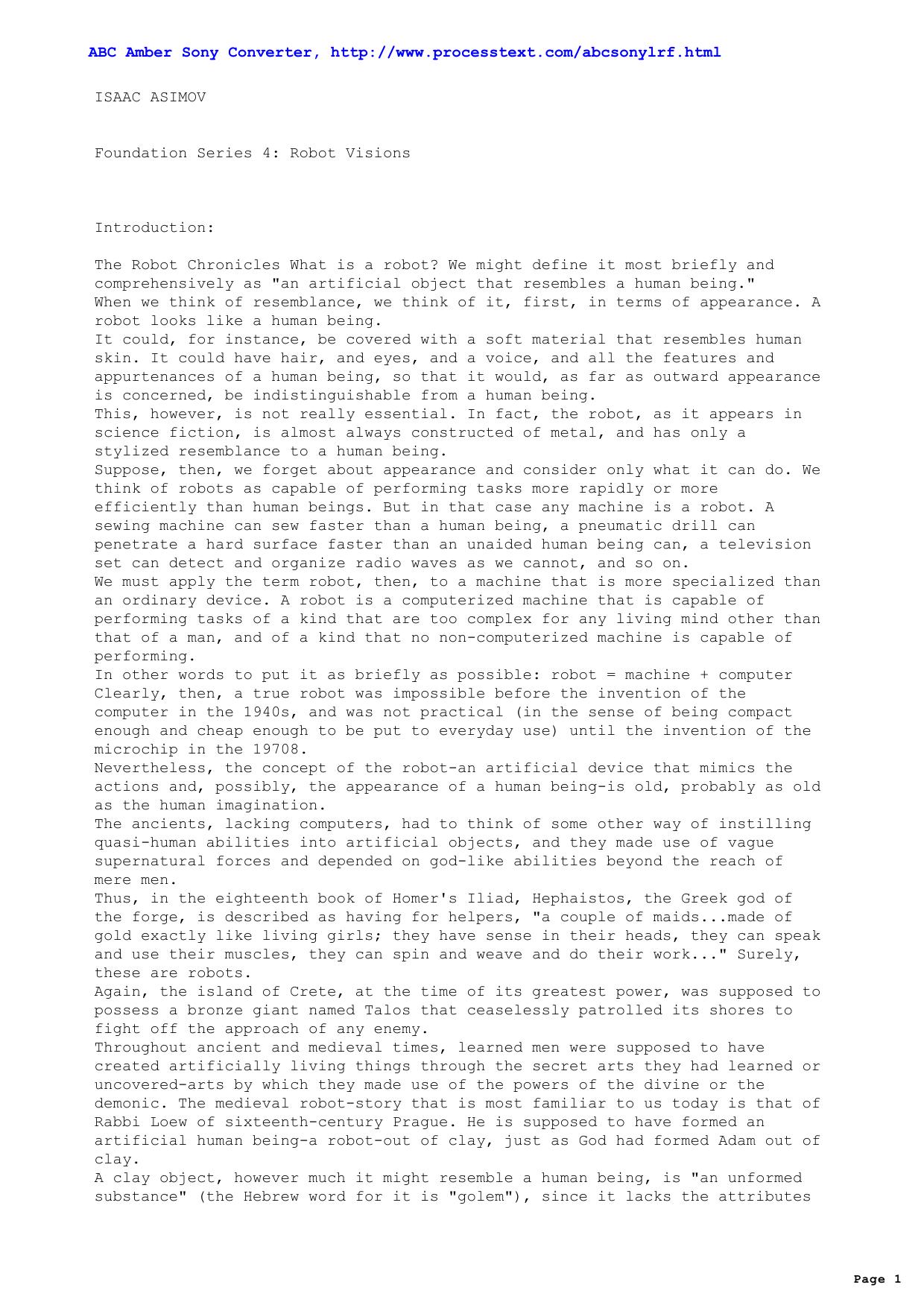 Asimov, Isaac - Foundation Series 04 Robot Visions