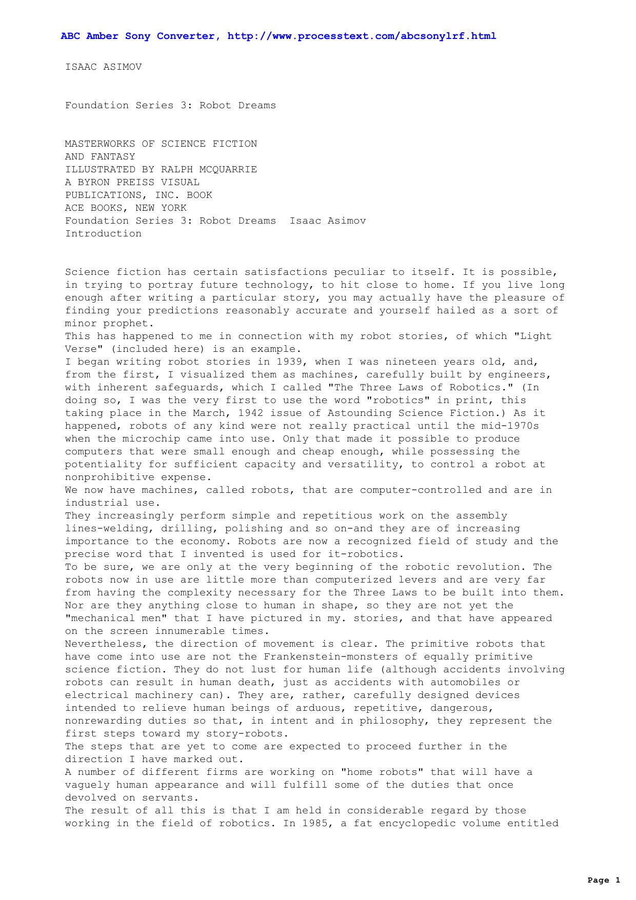 Asimov, Isaac - Foundation Series 03 Robot Dreams