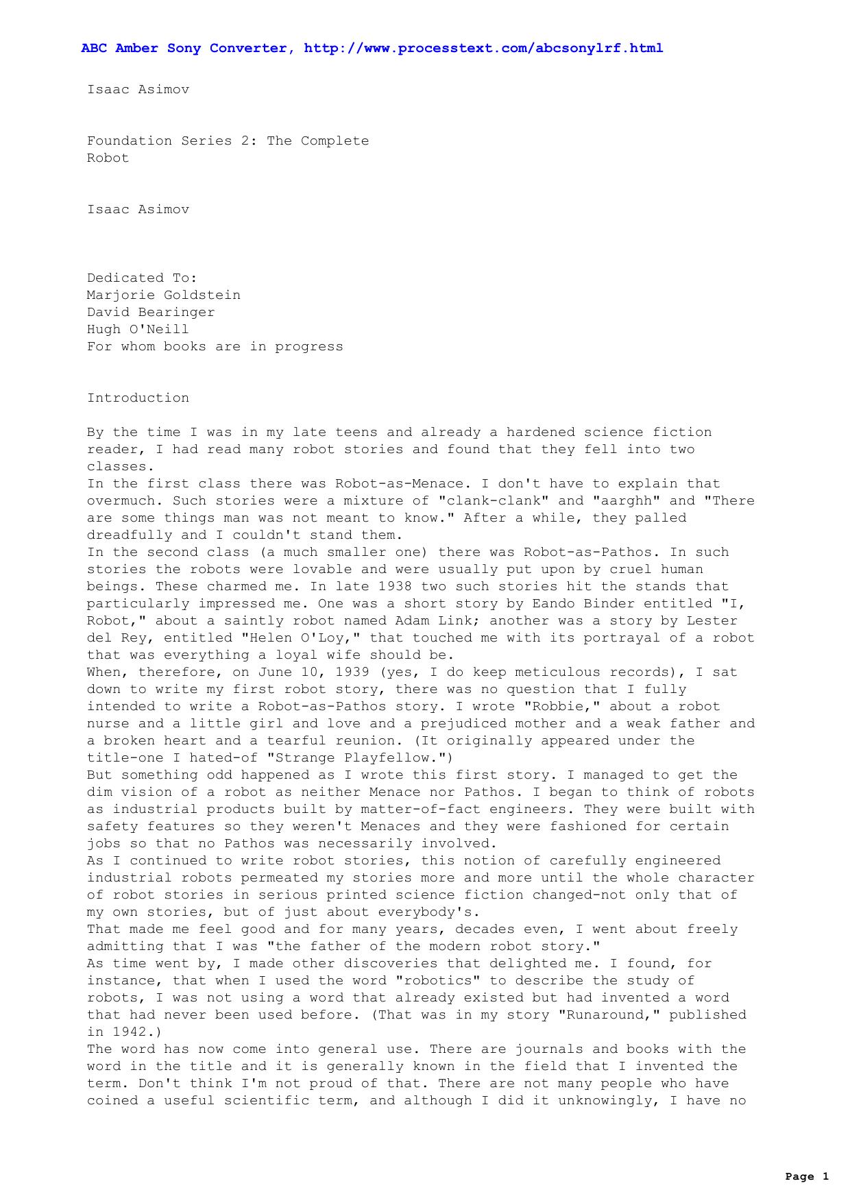 Asimov, Isaac - Foundation Series 02 The Complete Robot