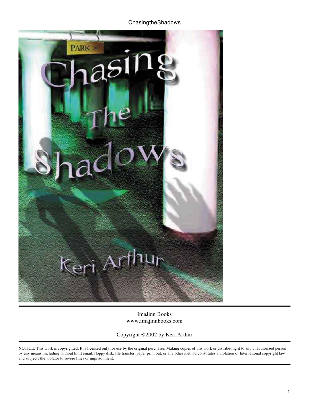 Arthur, Keri - Nikki and Michael 03 - Chasing the Shadows