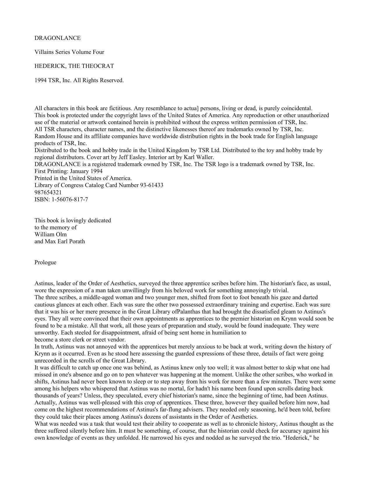 Williams, Michael - Dragonlance Villians 04 - Hederick the Theocrat