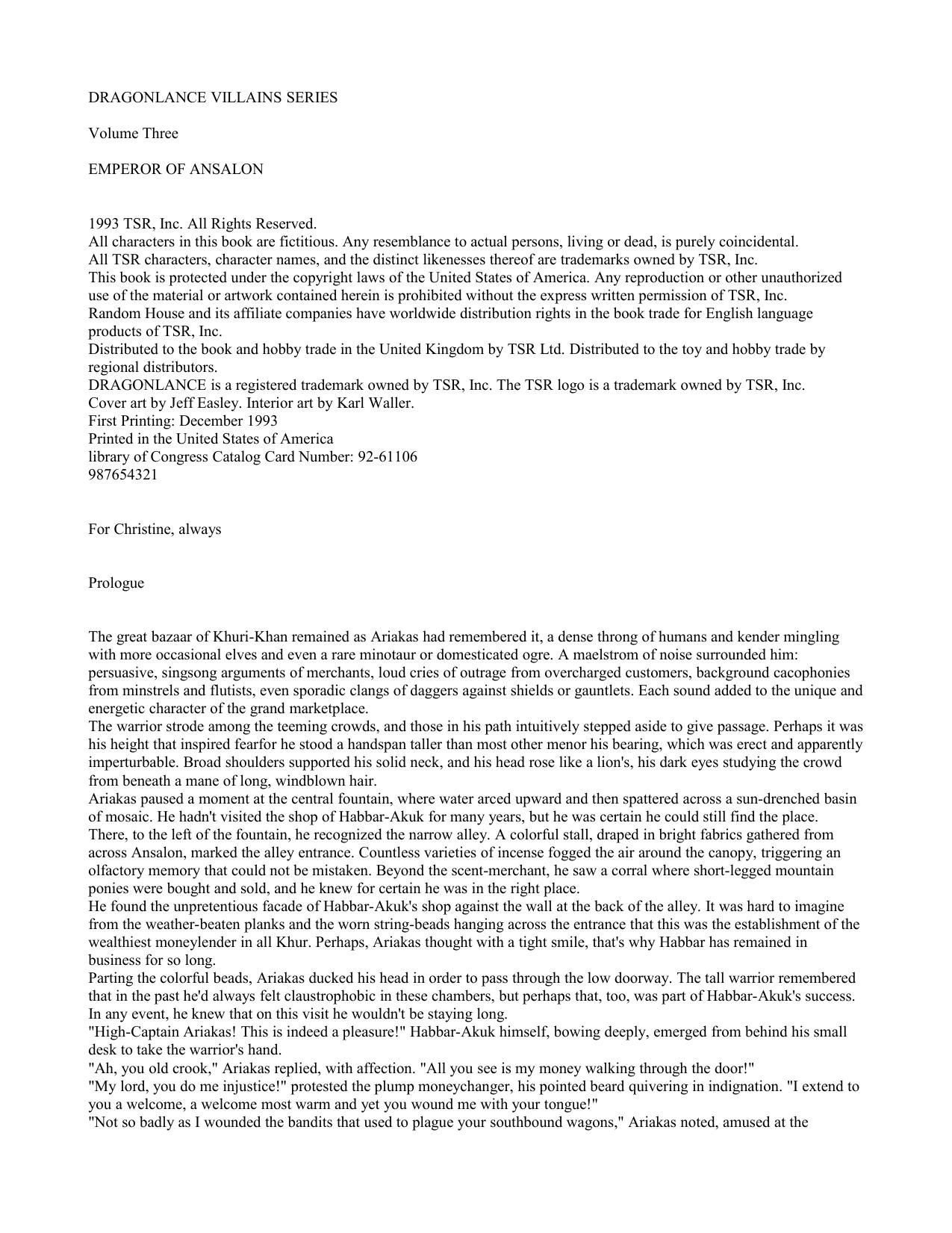 Williams, Michael - Dragonlance Villians 03 - Emperor of Ansalon