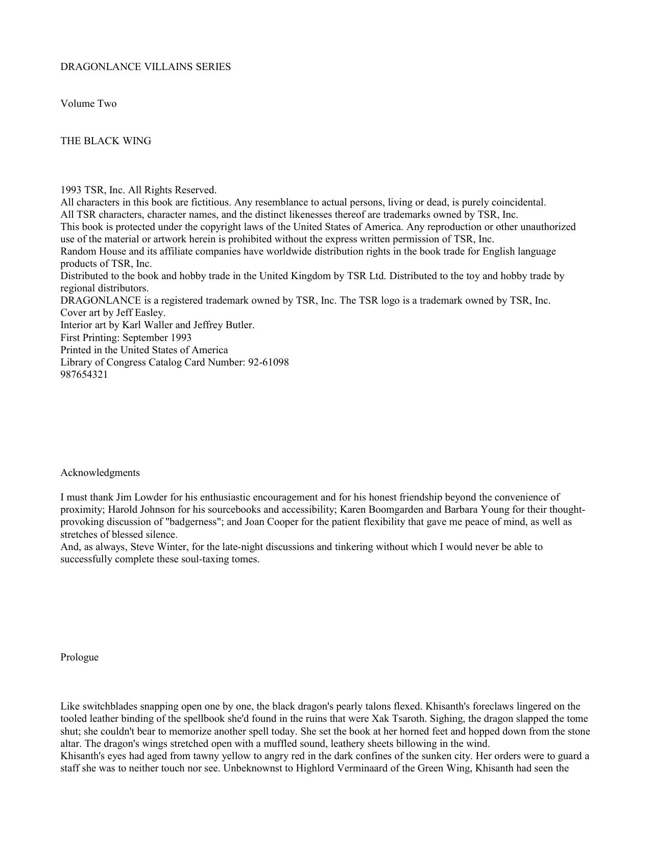 Williams, Michael - Dragonlance Villians 02 - The Black Wing