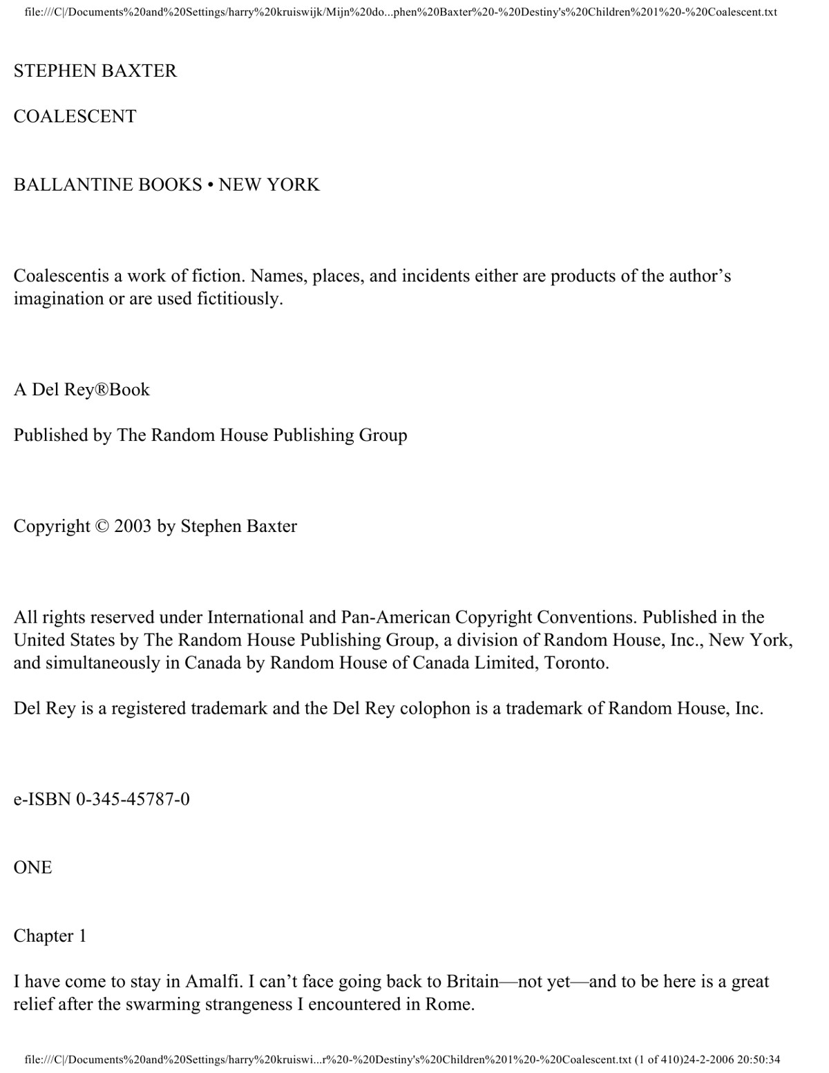 Baxter, Stephen - Destiny's Children 01