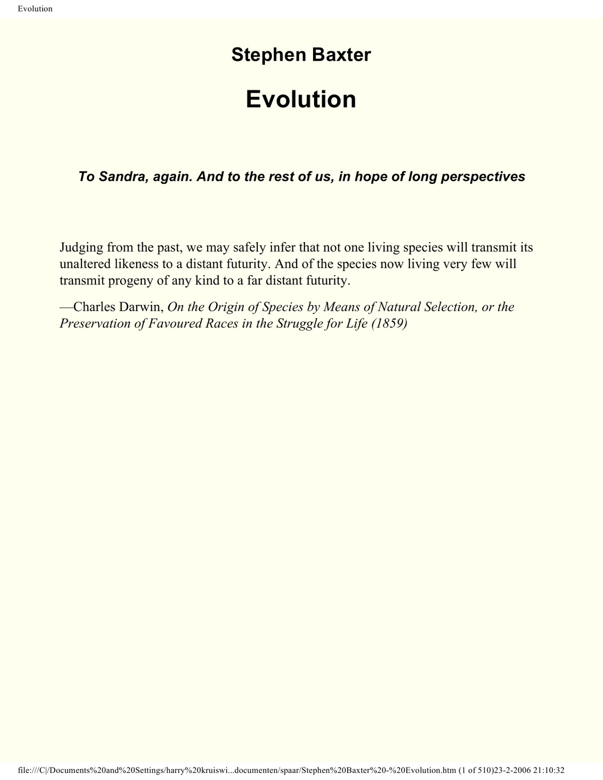 Baxter, Stephen - Evolution