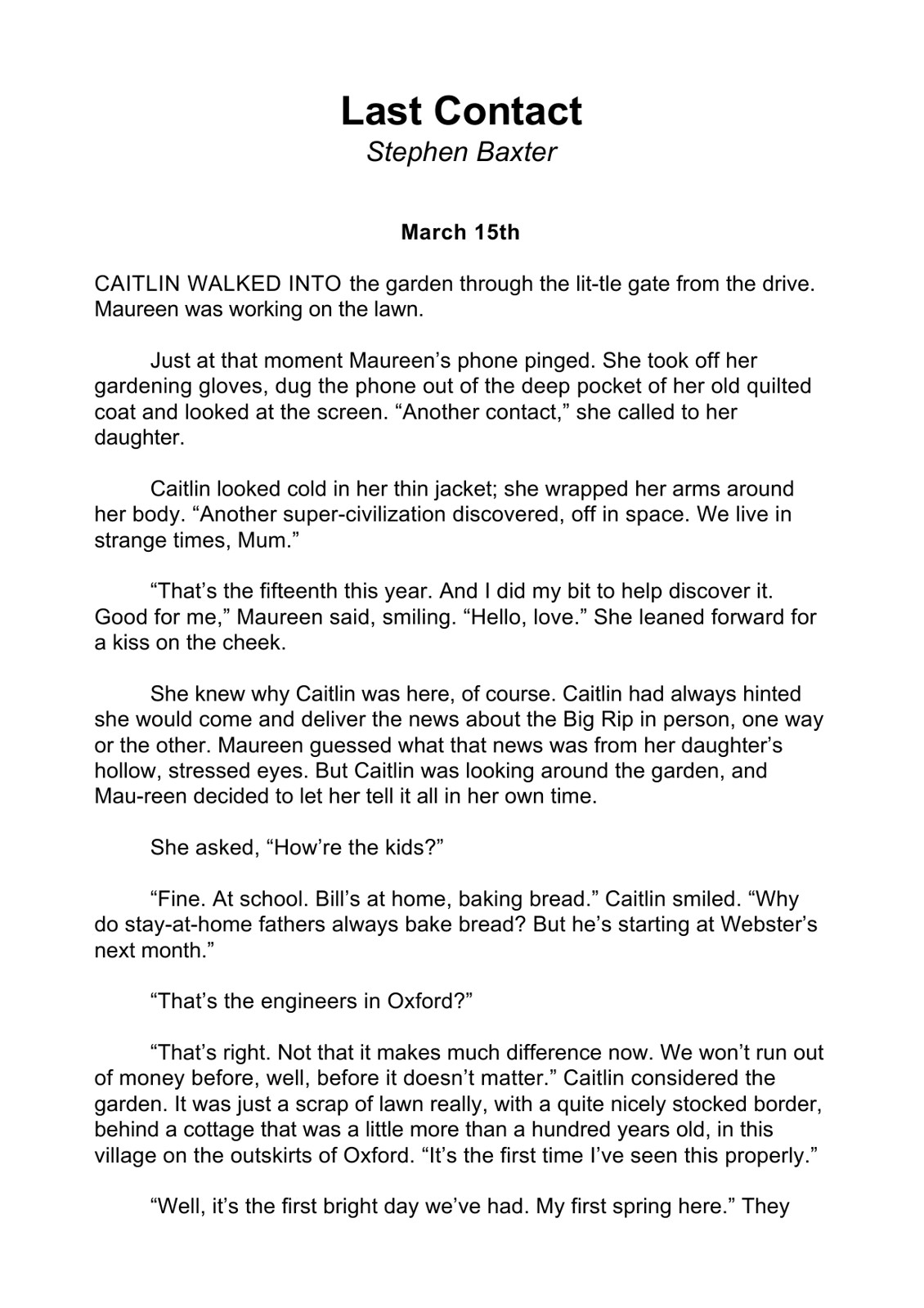 Baxter, Stephen - Last Contact