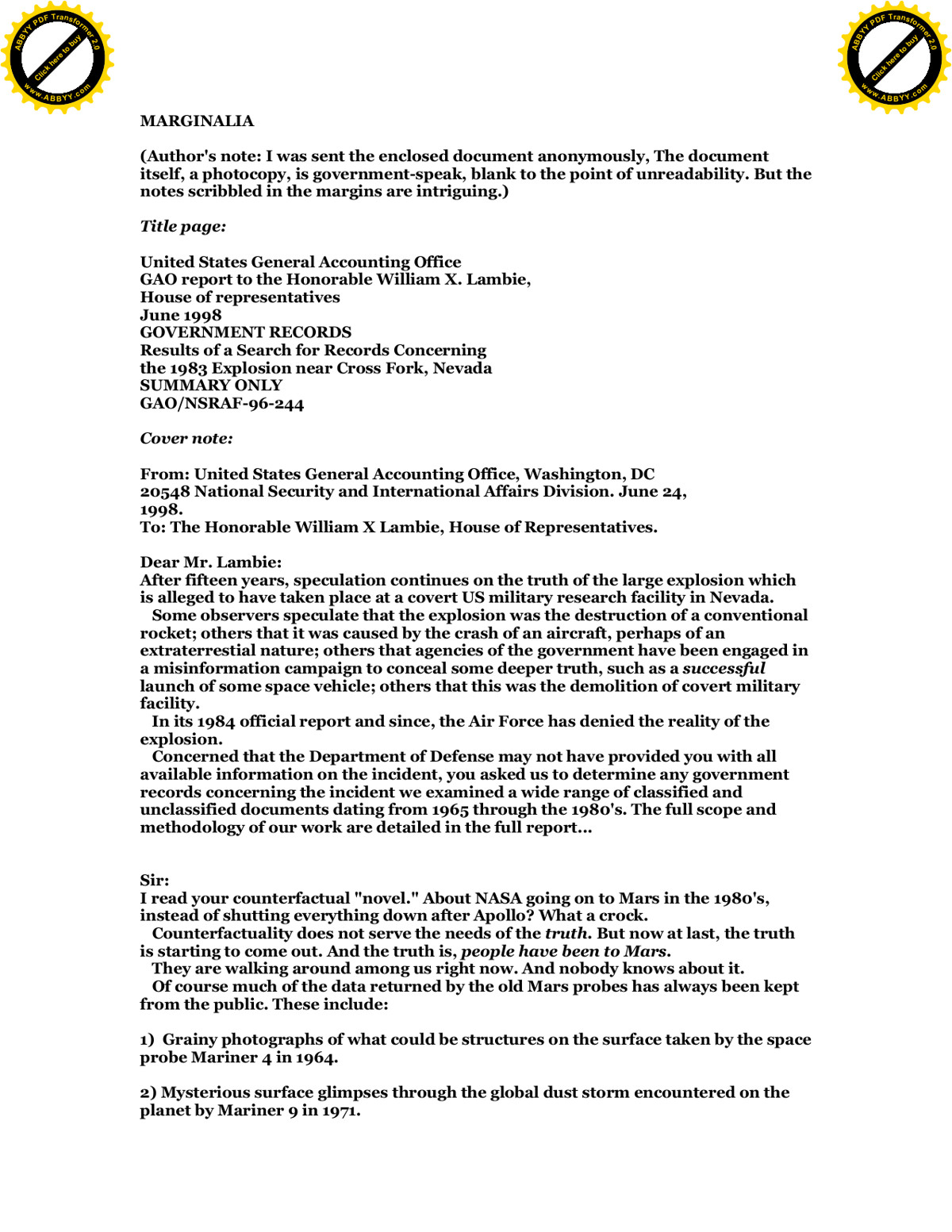 Baxter, Stephen - Marginalia