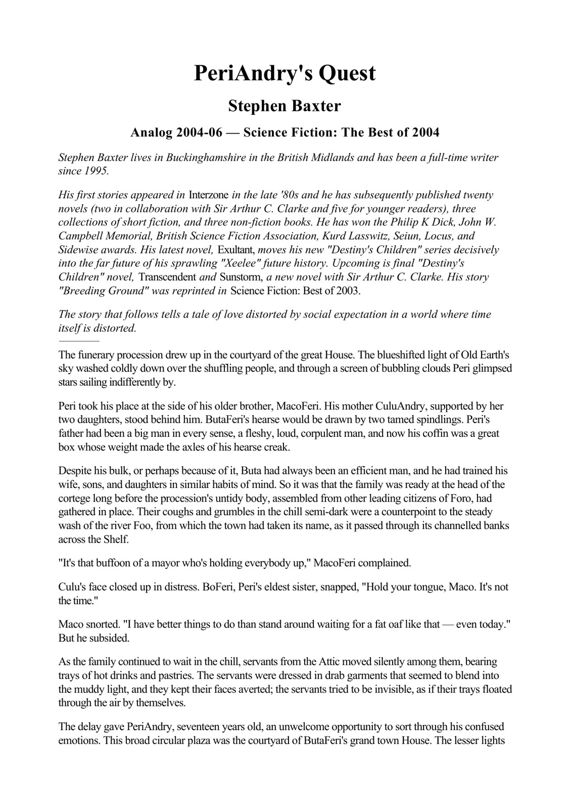 Baxter, Stephen - PeriAndry's Quest