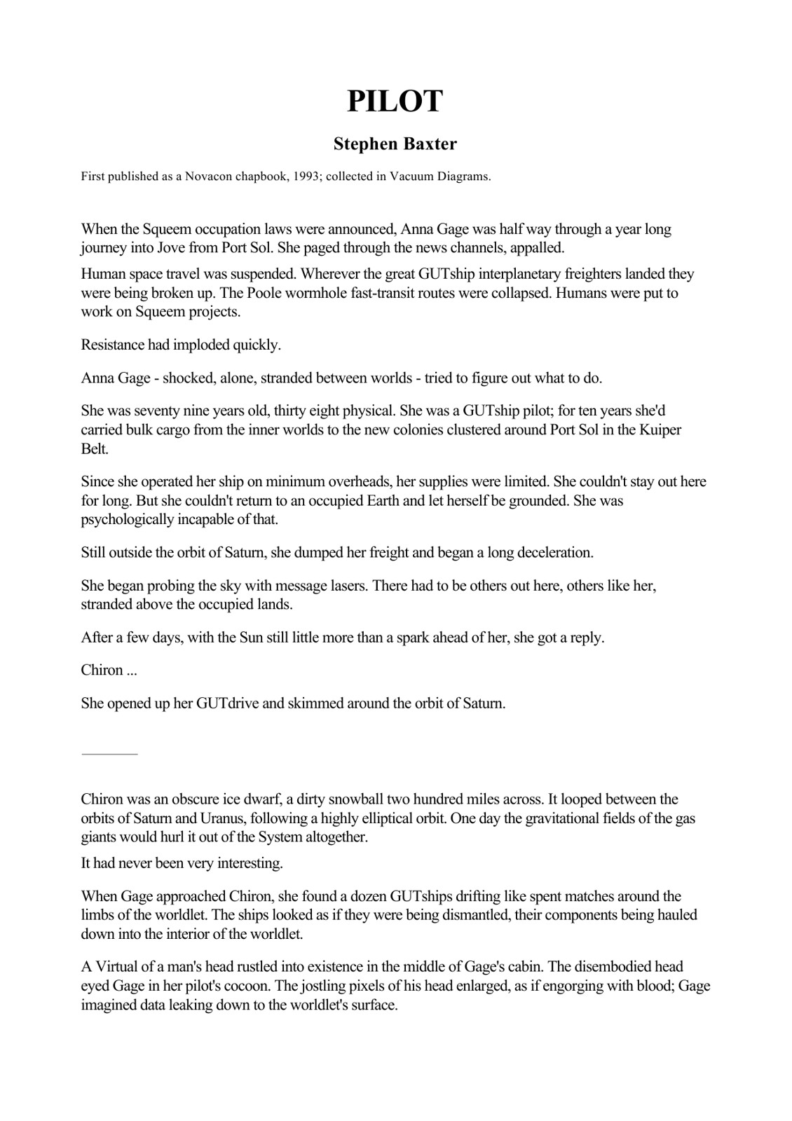 Baxter, Stephen - Pilot