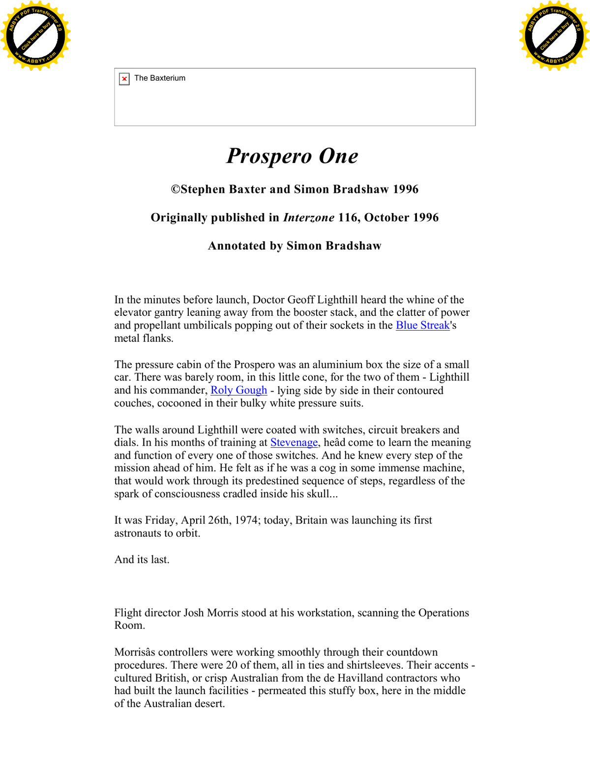 Baxter, Stephen - Prospero One