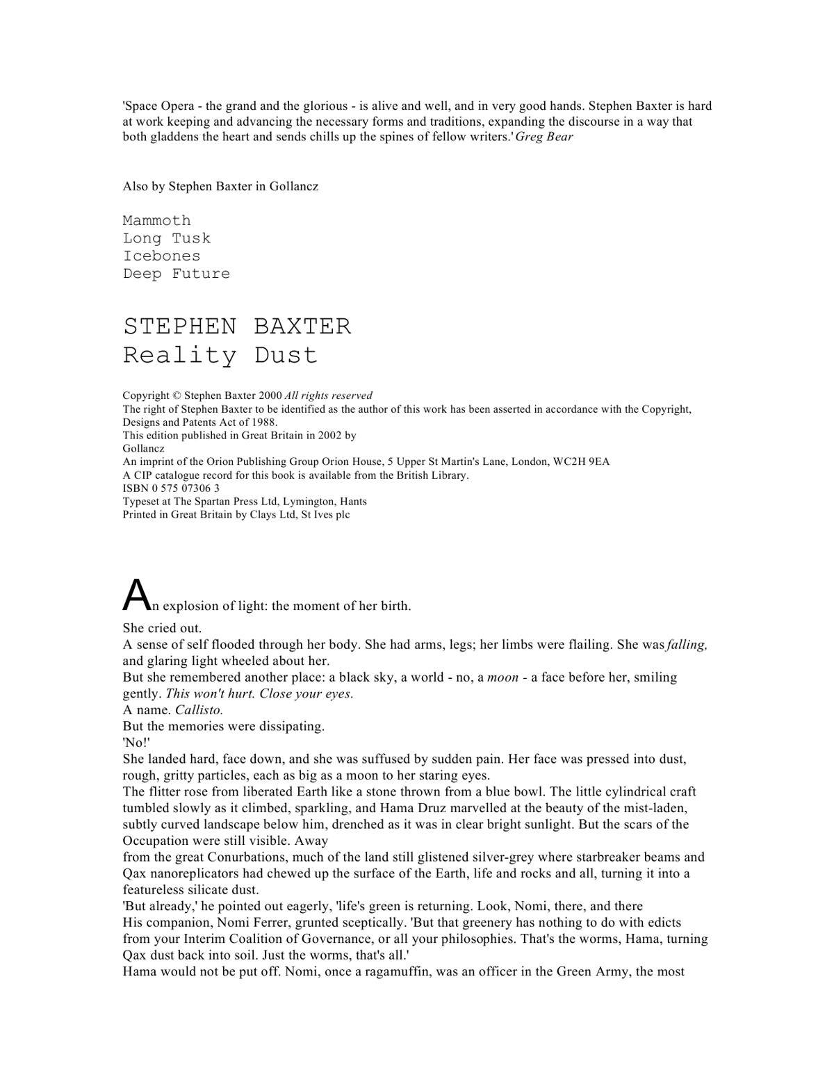 Baxter, Stephen - Reality Dust