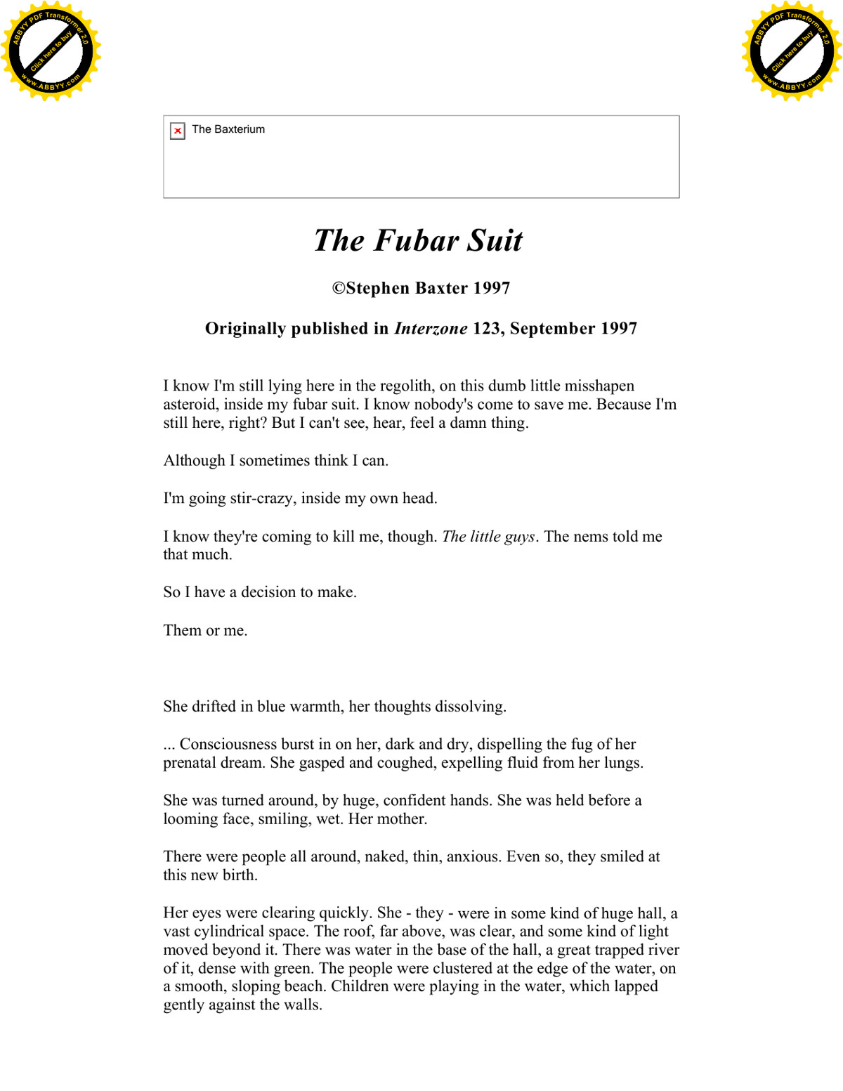 Baxter, Stephen - The Fubar Suit