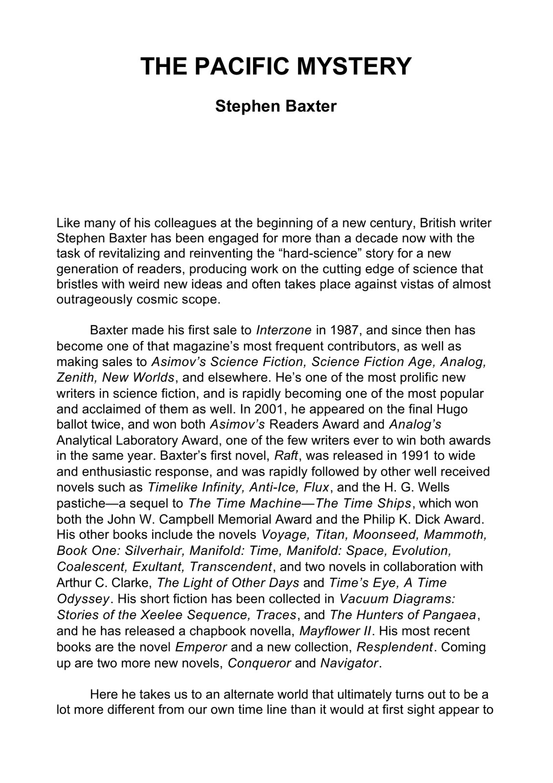 Baxter, Stephen - The Pacific Mystery